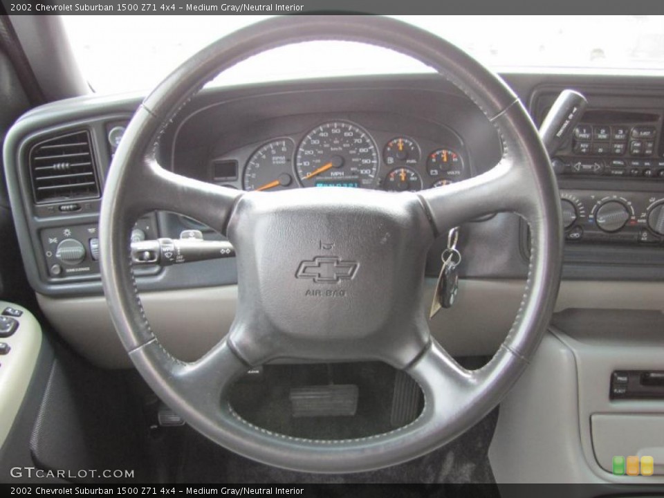 Medium Gray/Neutral Interior Steering Wheel for the 2002 Chevrolet Suburban 1500 Z71 4x4 #49058939