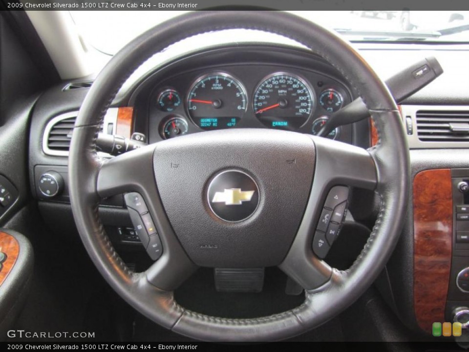Ebony Interior Steering Wheel for the 2009 Chevrolet Silverado 1500 LTZ Crew Cab 4x4 #49059449