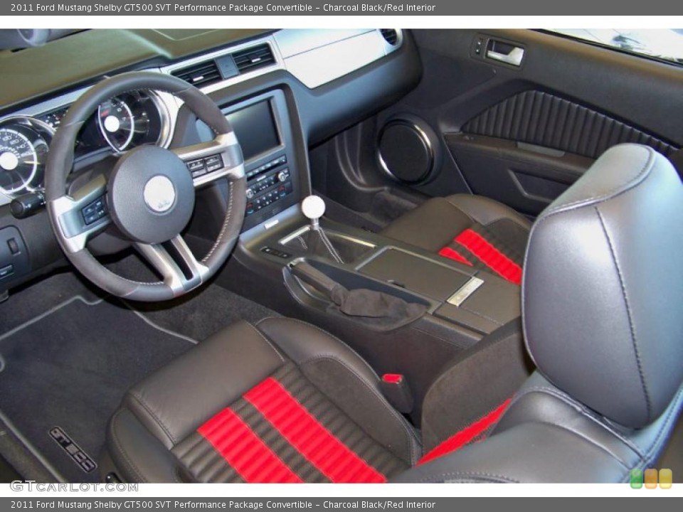 Charcoal Black/Red Interior Prime Interior for the 2011 Ford Mustang Shelby GT500 SVT Performance Package Convertible #49104254