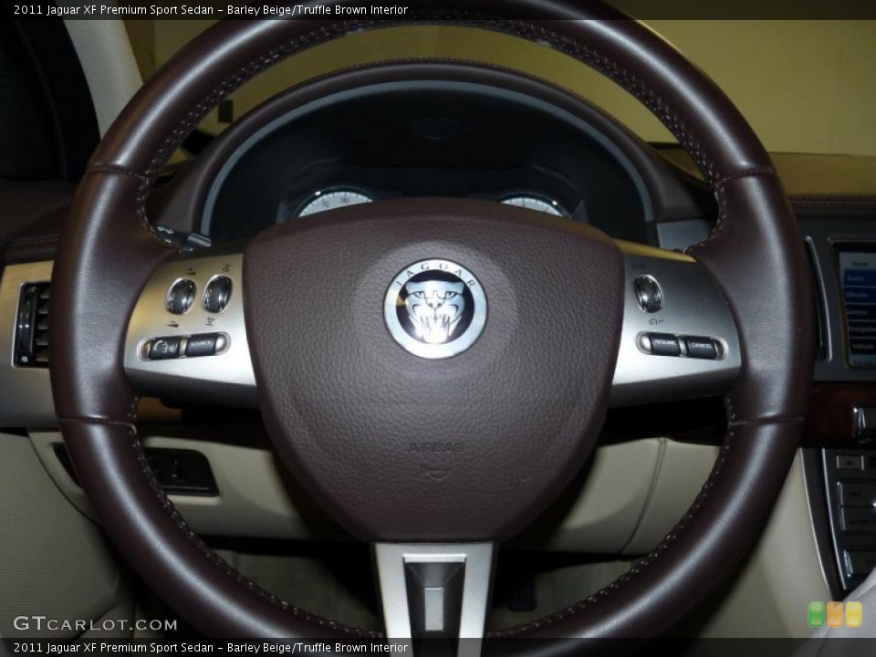 Barley Beige/Truffle Brown Interior Steering Wheel for the 2011 Jaguar XF Premium Sport Sedan #49110935
