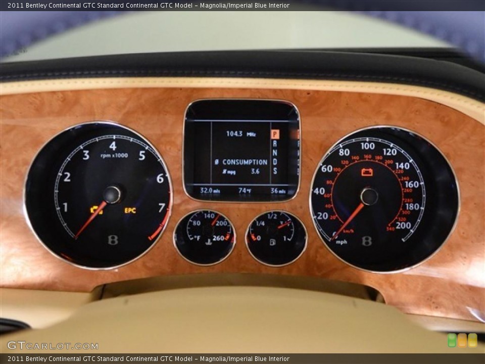 Magnolia/Imperial Blue Interior Gauges for the 2011 Bentley Continental GTC  #49146650