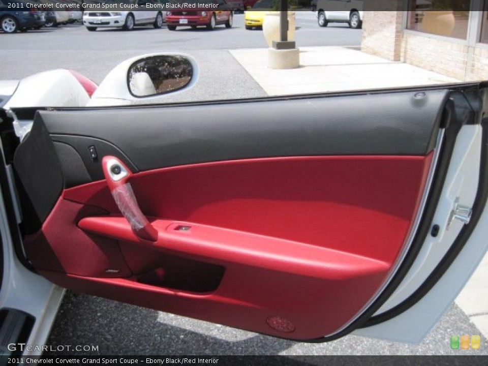 Ebony Black/Red Interior Door Panel for the 2011 Chevrolet Corvette Grand Sport Coupe #49165601