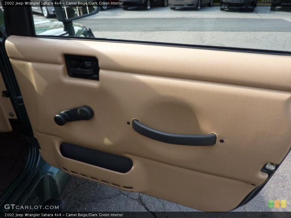Camel Beige/Dark Green Interior Door Panel for the 2002 Jeep Wrangler Sahara 4x4 #49183823