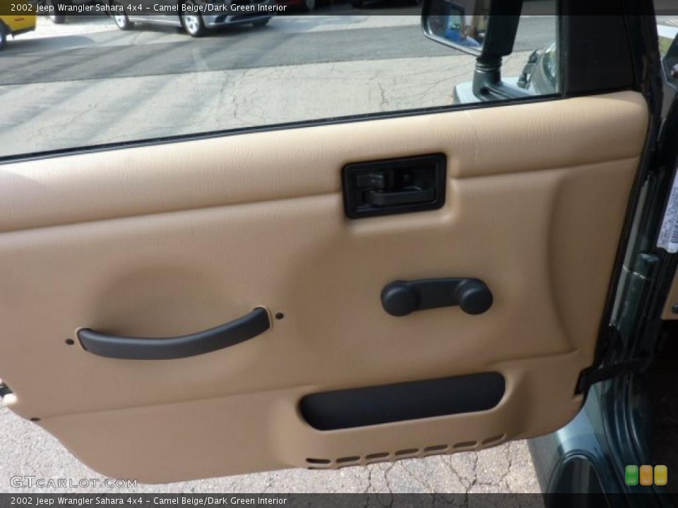 Camel Beige/Dark Green Interior Door Panel for the 2002 Jeep Wrangler Sahara 4x4 #49183889