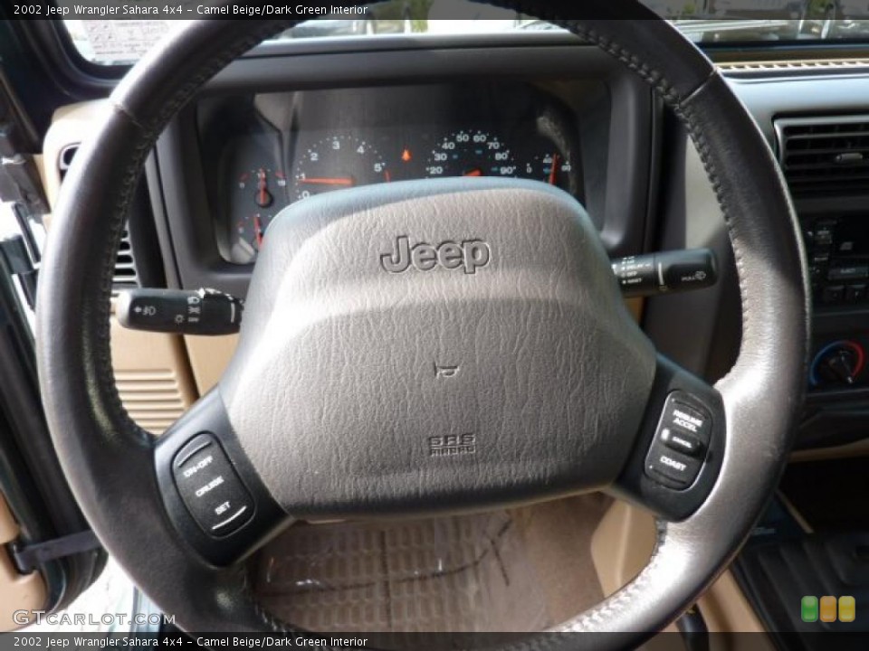 Camel Beige/Dark Green Interior Steering Wheel for the 2002 Jeep Wrangler Sahara 4x4 #49183898