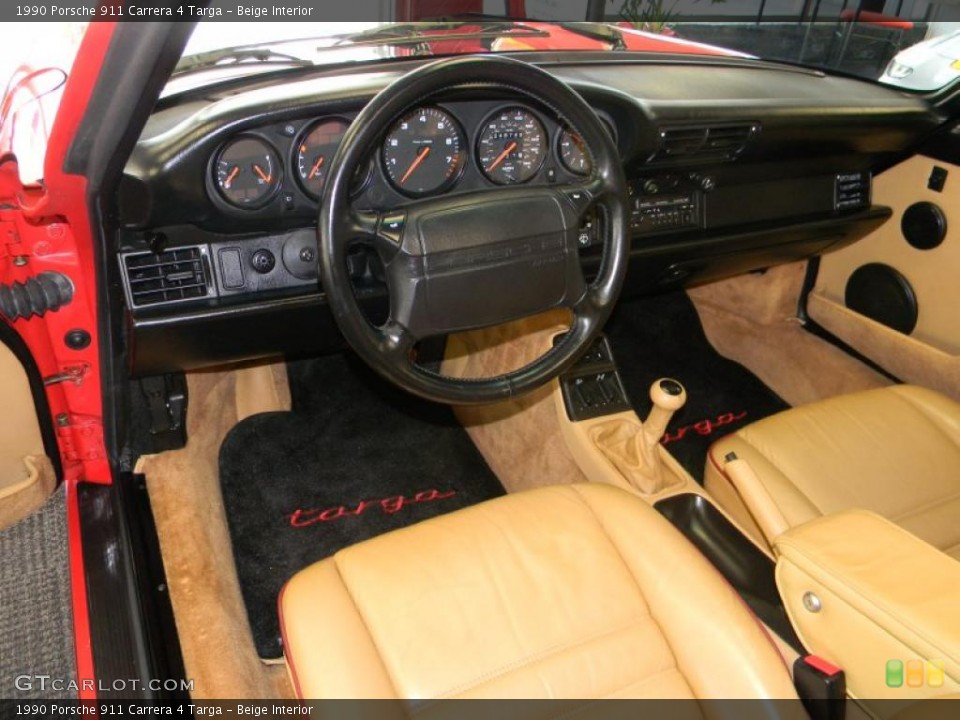 Beige Interior Photo for the 1990 Porsche 911 Carrera 4 Targa #49197905