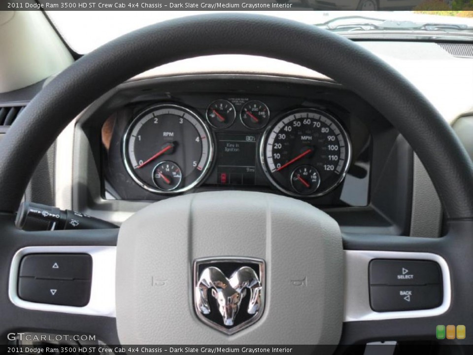 Dark Slate Gray/Medium Graystone Interior Steering Wheel for the 2011 Dodge Ram 3500 HD ST Crew Cab 4x4 Chassis #49208429