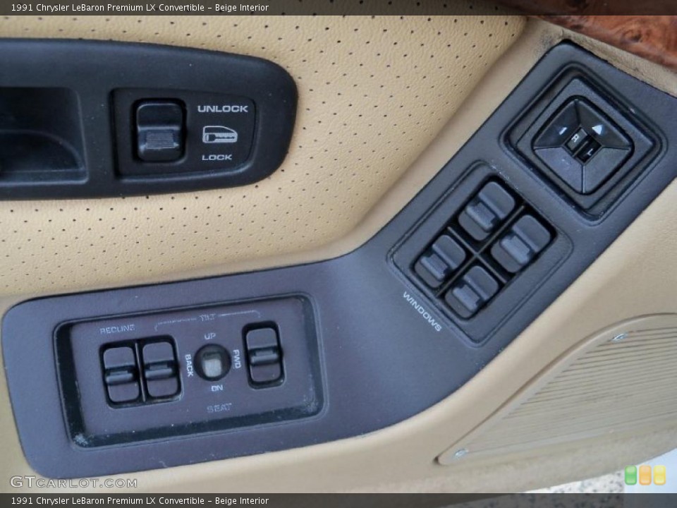 Beige Interior Controls for the 1991 Chrysler LeBaron Premium LX Convertible #49278737