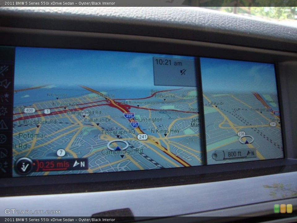 Oyster/Black Interior Navigation for the 2011 BMW 5 Series 550i xDrive Sedan #49295180