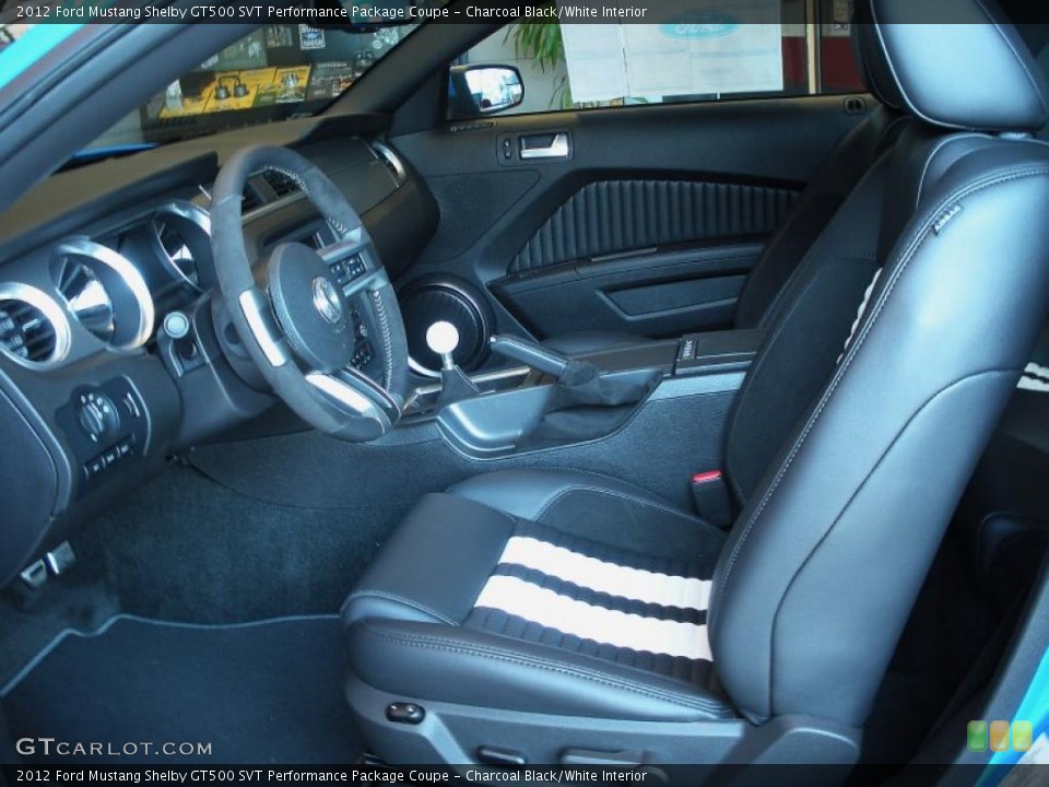 Charcoal Black/White Interior Photo for the 2012 Ford Mustang Shelby GT500 SVT Performance Package Coupe #49318623