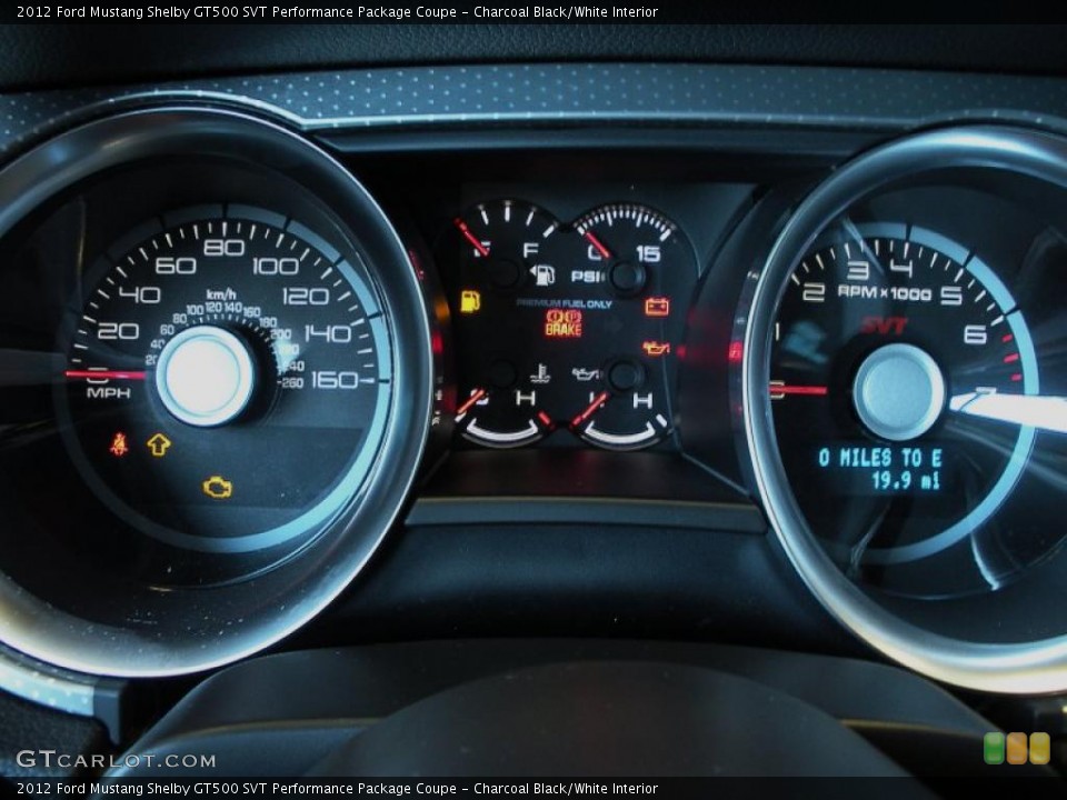 Charcoal Black/White Interior Gauges for the 2012 Ford Mustang Shelby GT500 SVT Performance Package Coupe #49318667