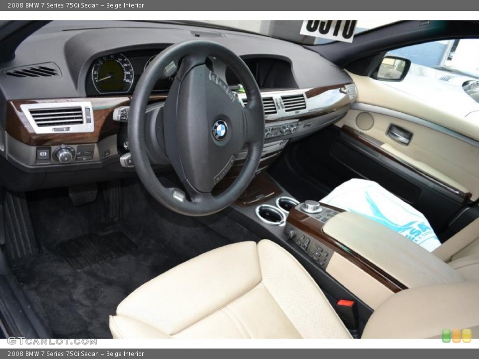 Beige Interior Prime Interior for the 2008 BMW 7 Series 750i Sedan #49383941