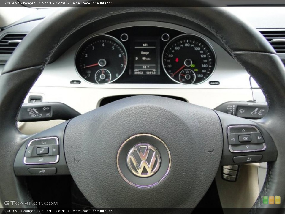 Cornsilk Beige Two-Tone Interior Steering Wheel for the 2009 Volkswagen CC Sport #49398146