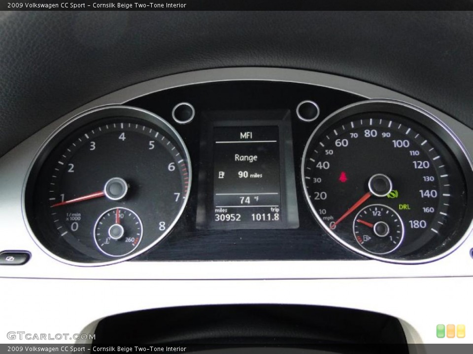 Cornsilk Beige Two-Tone Interior Gauges for the 2009 Volkswagen CC Sport #49398161
