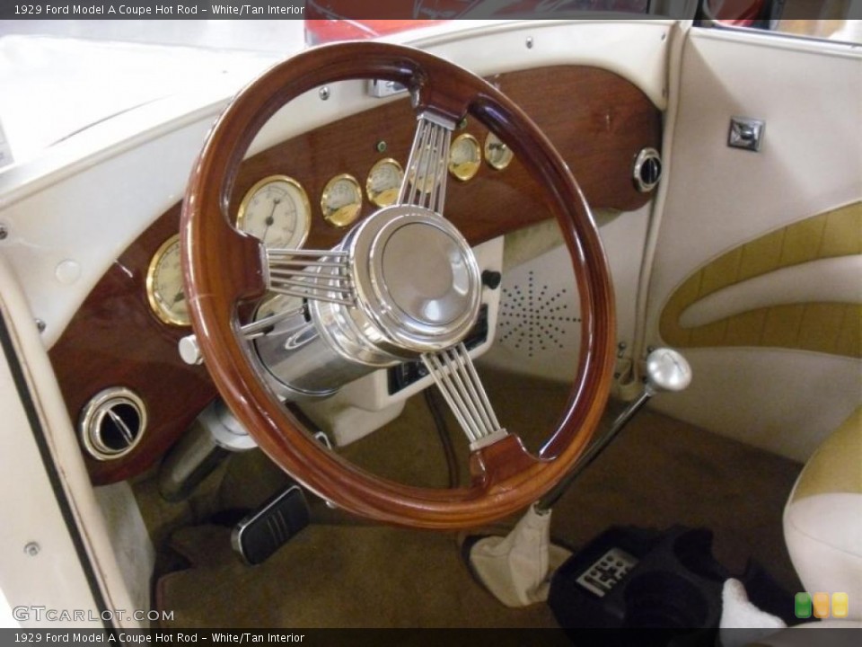 White/Tan Interior Steering Wheel for the 1929 Ford Model A Coupe Hot Rod #49401311