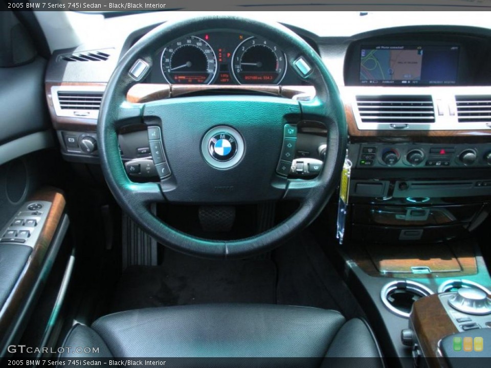 Black/Black Interior Steering Wheel for the 2005 BMW 7 Series 745i Sedan #49402030