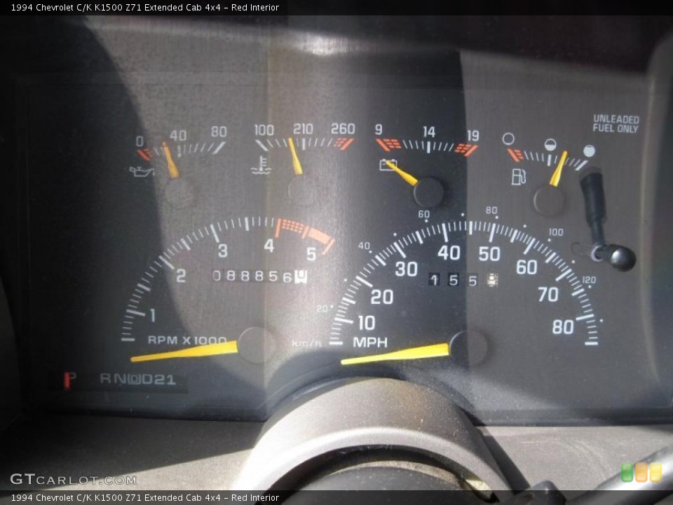 Red Interior Gauges for the 1994 Chevrolet C/K K1500 Z71 Extended Cab 4x4 #49403669