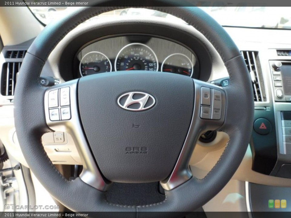 Beige Interior Steering Wheel for the 2011 Hyundai Veracruz Limited #49442959