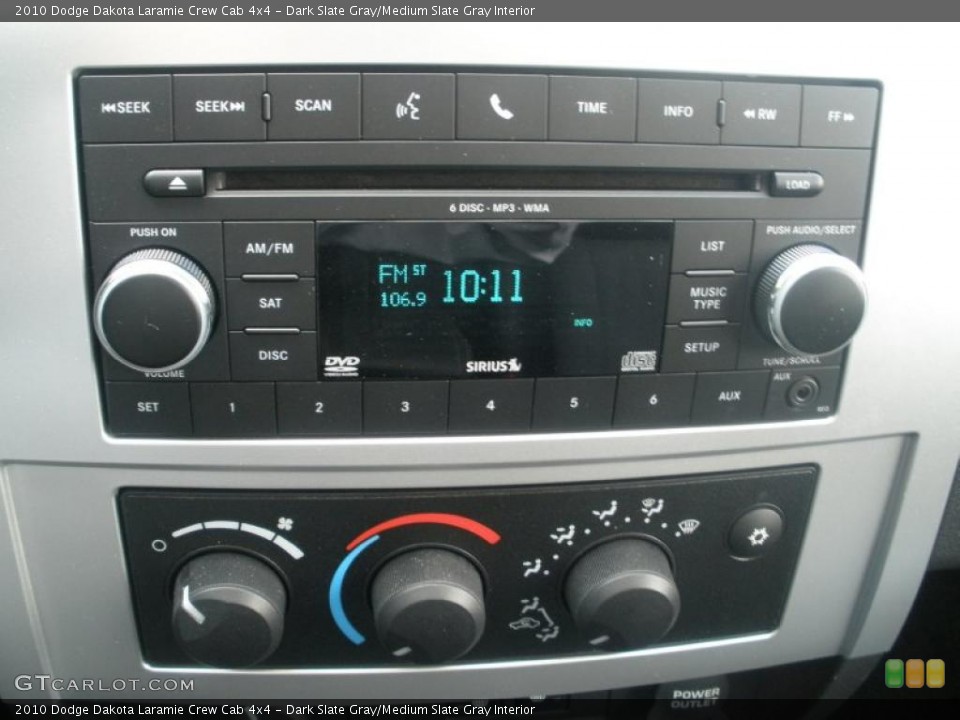 Dark Slate Gray/Medium Slate Gray Interior Controls for the 2010 Dodge Dakota Laramie Crew Cab 4x4 #49451665