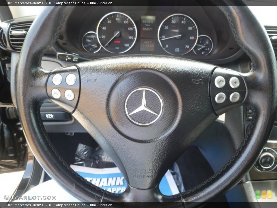 Black Interior Steering Wheel for the 2005 Mercedes-Benz C 230 Kompressor Coupe #49485588