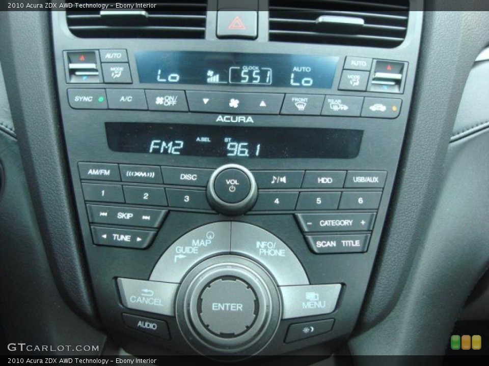 Ebony Interior Controls for the 2010 Acura ZDX AWD Technology #49536653