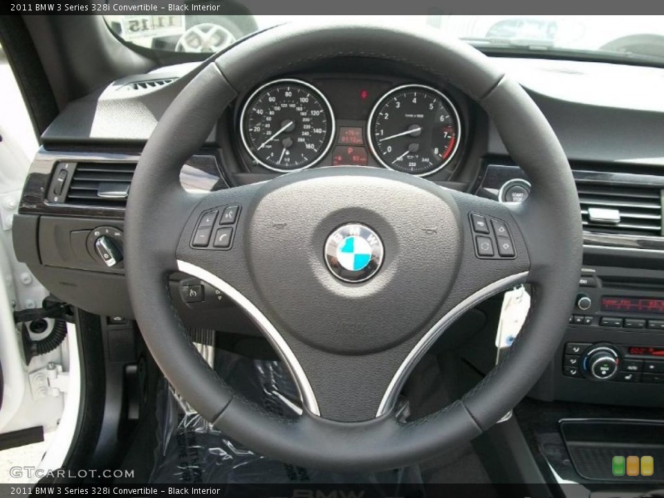 Black Interior Steering Wheel for the 2011 BMW 3 Series 328i Convertible #49548329