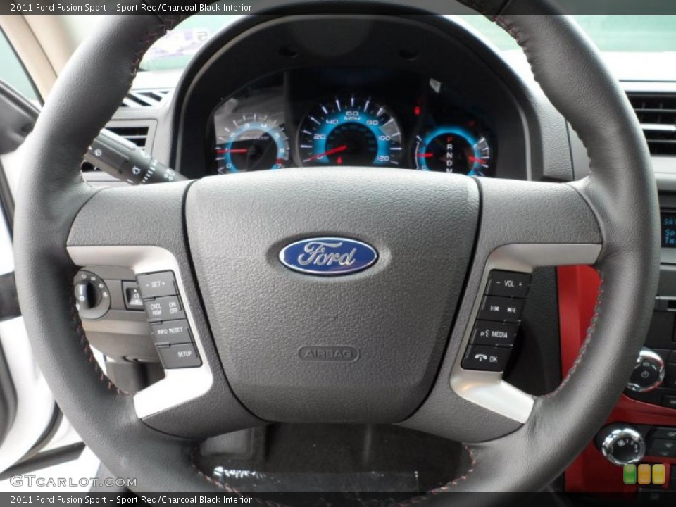 Sport Red/Charcoal Black Interior Steering Wheel for the 2011 Ford Fusion Sport #49548602