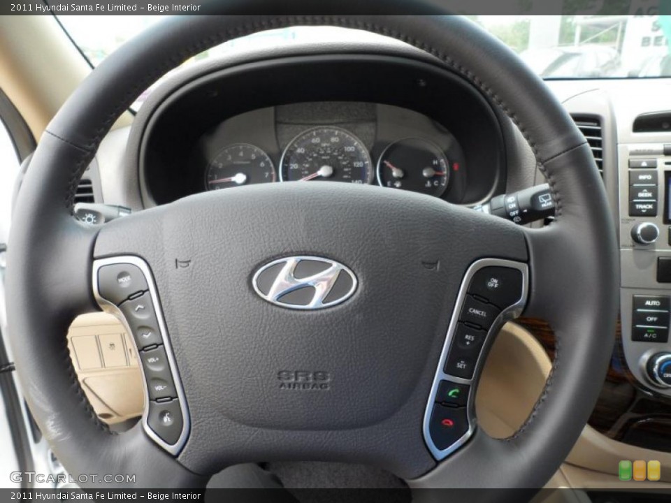 Beige Interior Steering Wheel for the 2011 Hyundai Santa Fe Limited #49579987