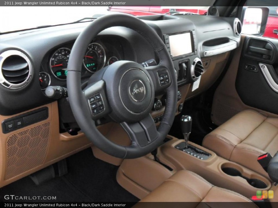 Black/Dark Saddle Interior Photo for the 2011 Jeep Wrangler Unlimited Rubicon 4x4 #49584802