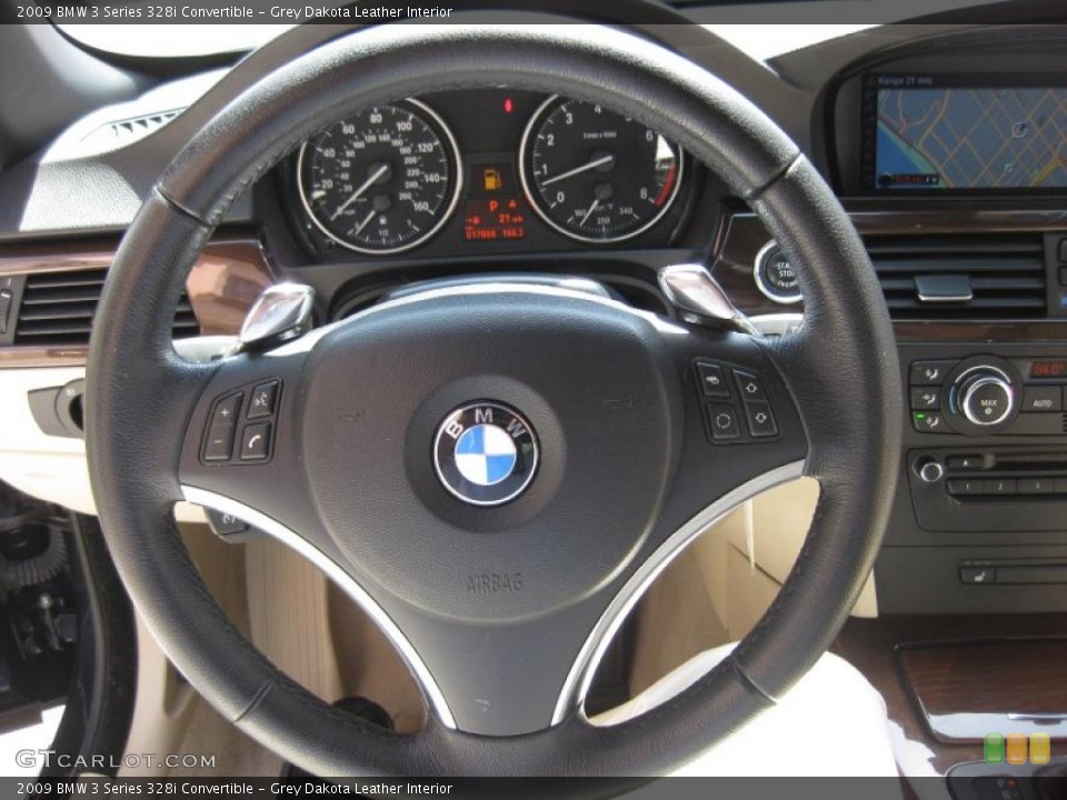 Grey Dakota Leather Interior Steering Wheel for the 2009 BMW 3 Series 328i Convertible #49606297