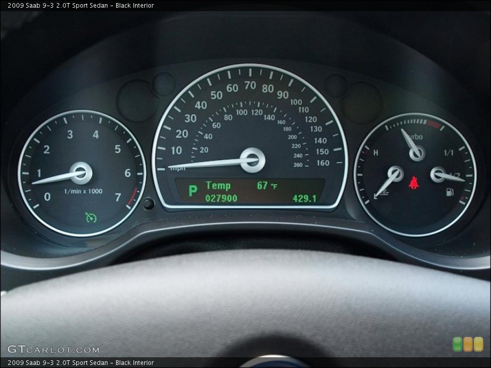 Black Interior Gauges for the 2009 Saab 9-3 2.0T Sport Sedan #49622425