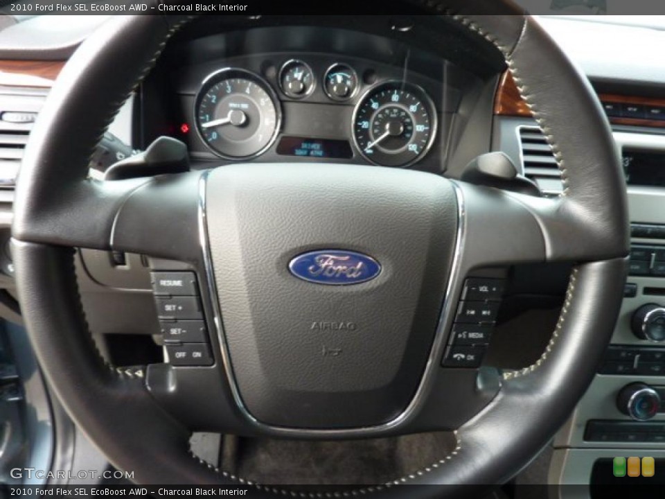 Charcoal Black Interior Steering Wheel for the 2010 Ford Flex SEL EcoBoost AWD #49668327