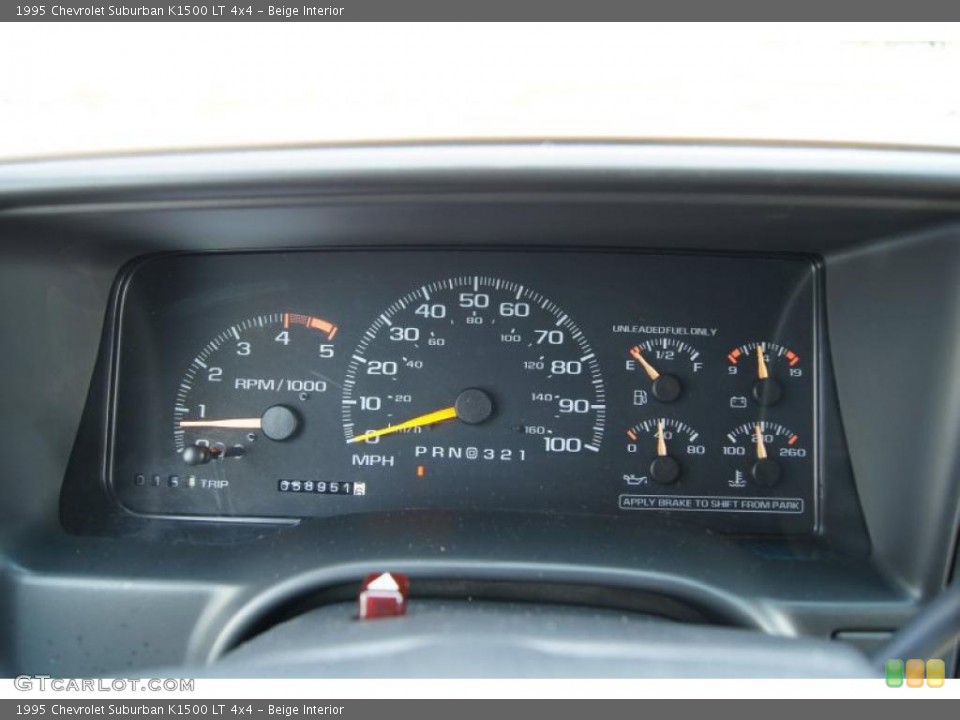Beige Interior Gauges for the 1995 Chevrolet Suburban K1500 LT 4x4 #49716892