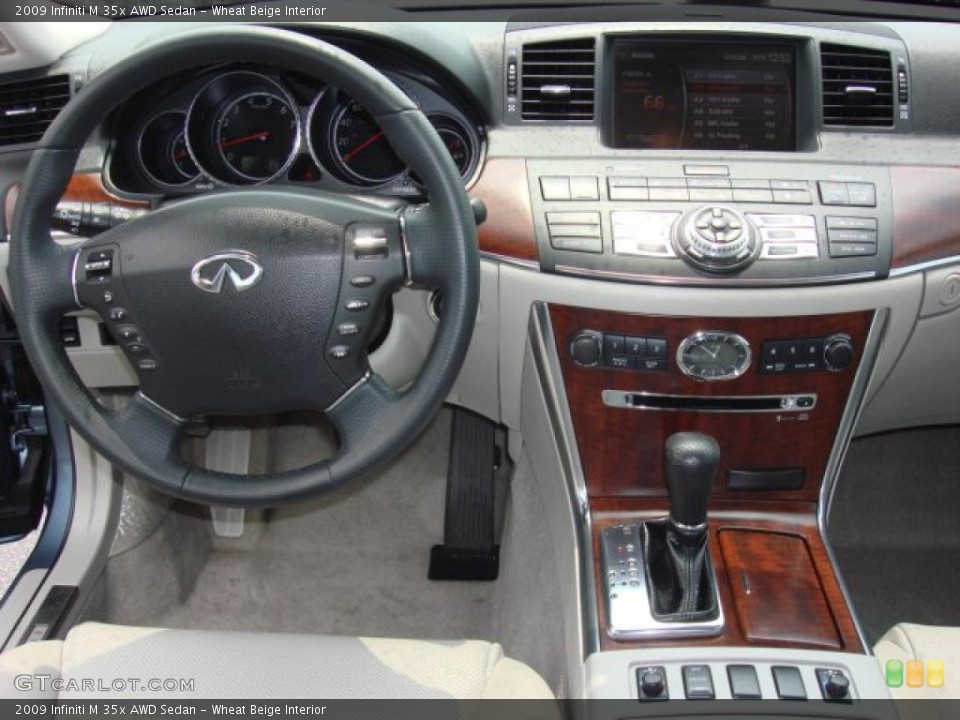 Wheat Beige Interior Dashboard for the 2009 Infiniti M 35x AWD Sedan #49725115
