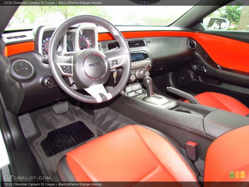 Black/Inferno Orange Interior Prime Interior for the 2010 Chevrolet Camaro SS Coupe #49750225