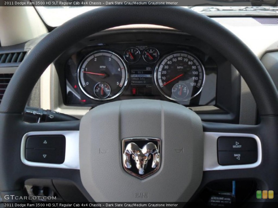 Dark Slate Gray/Medium Graystone Interior Steering Wheel for the 2011 Dodge Ram 3500 HD SLT Regular Cab 4x4 Chassis #49753306
