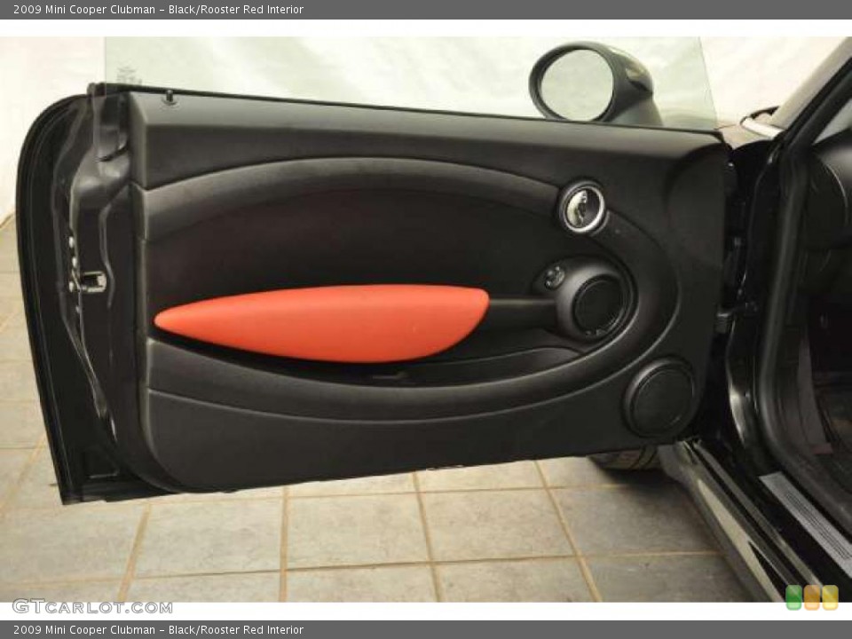 Black/Rooster Red Interior Door Panel for the 2009 Mini Cooper Clubman #49765828