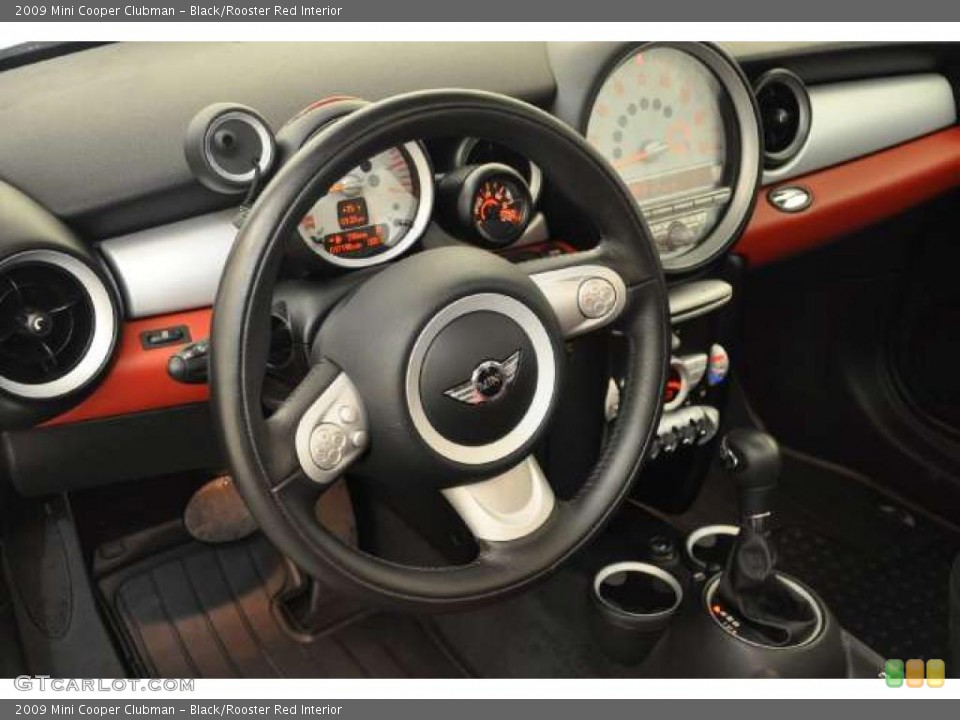 Black/Rooster Red Interior Steering Wheel for the 2009 Mini Cooper Clubman #49765894