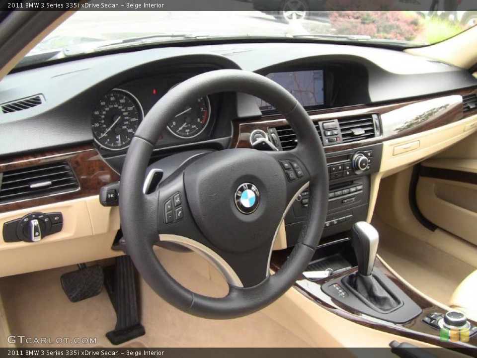 Beige Interior Steering Wheel for the 2011 BMW 3 Series 335i xDrive Sedan #49774045
