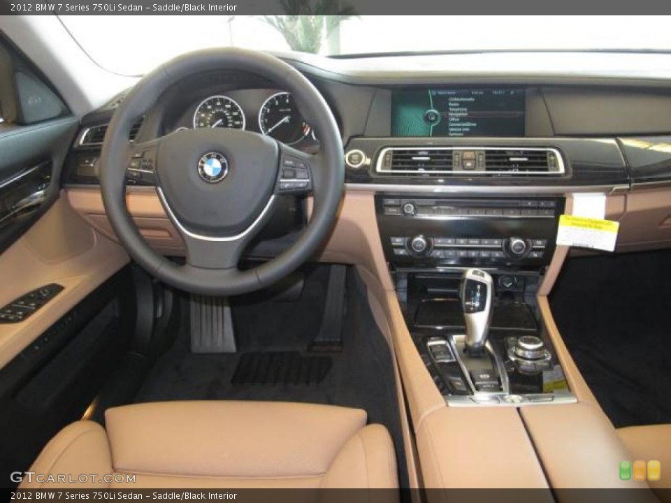 Saddle/Black Interior Dashboard for the 2012 BMW 7 Series 750Li Sedan #49785338