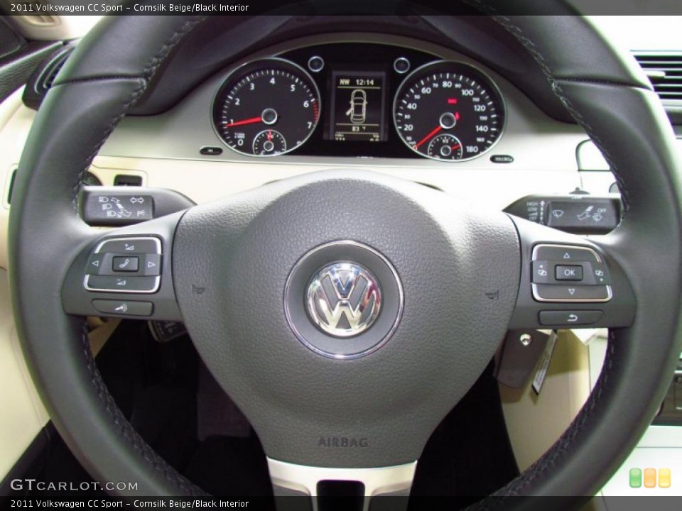 Cornsilk Beige/Black Interior Steering Wheel for the 2011 Volkswagen CC Sport #49797179