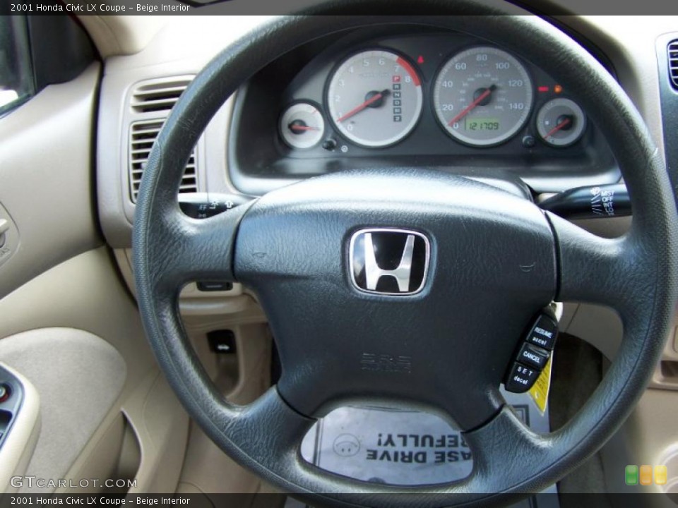Beige Interior Steering Wheel for the 2001 Honda Civic LX Coupe #49807074