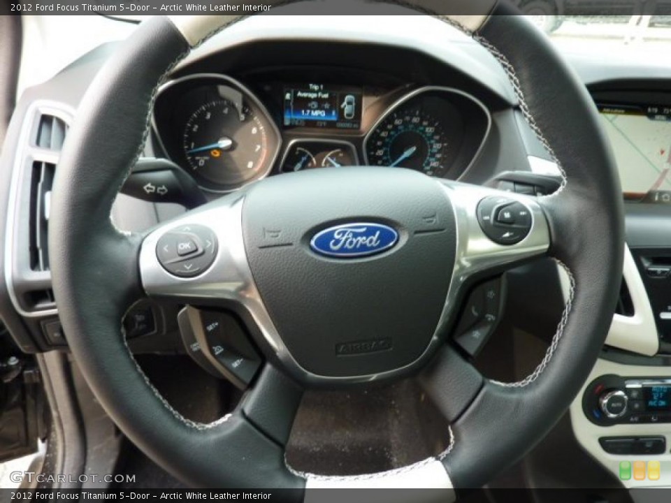 Arctic White Leather Interior Steering Wheel for the 2012 Ford Focus Titanium 5-Door #49818336