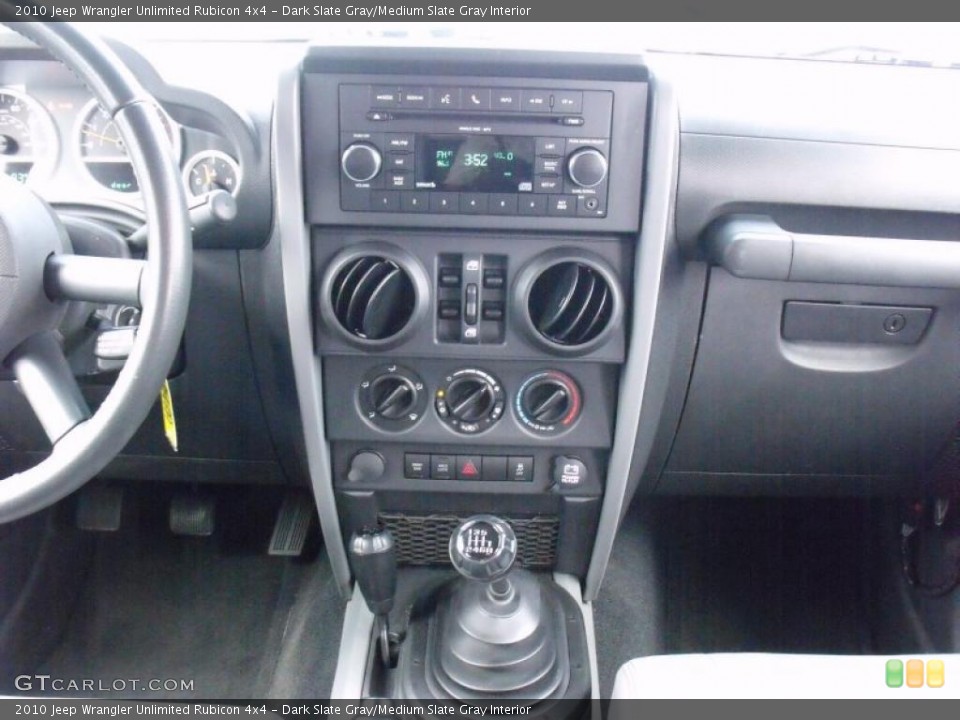 Dark Slate Gray/Medium Slate Gray Interior Controls for the 2010 Jeep Wrangler Unlimited Rubicon 4x4 #49868519