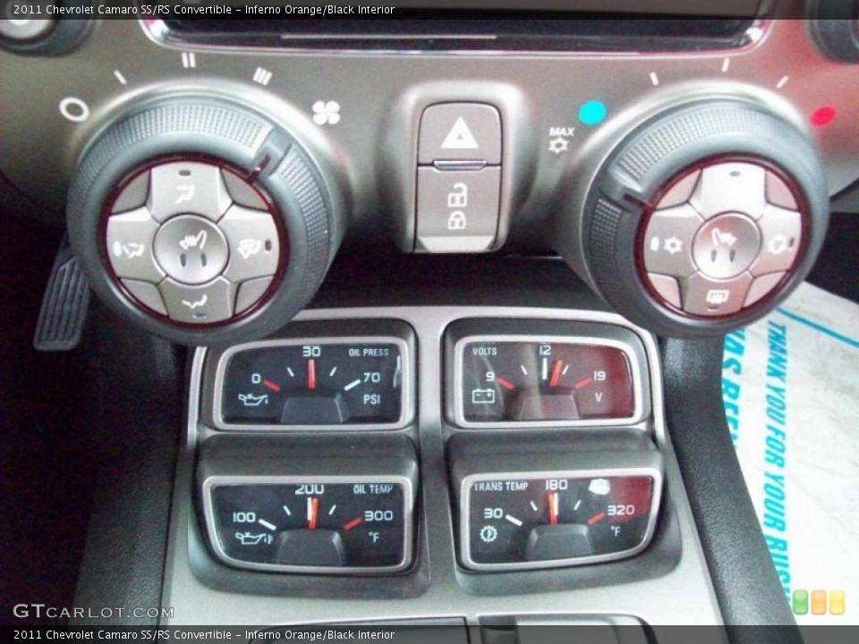 Inferno Orange/Black Interior Controls for the 2011 Chevrolet Camaro SS/RS Convertible #49915488