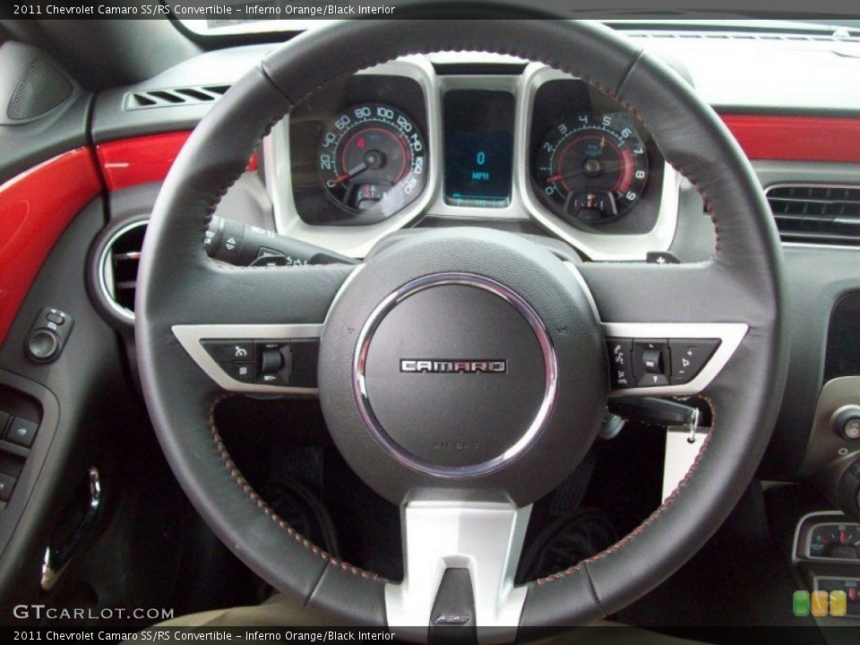 Inferno Orange/Black Interior Steering Wheel for the 2011 Chevrolet Camaro SS/RS Convertible #49915614
