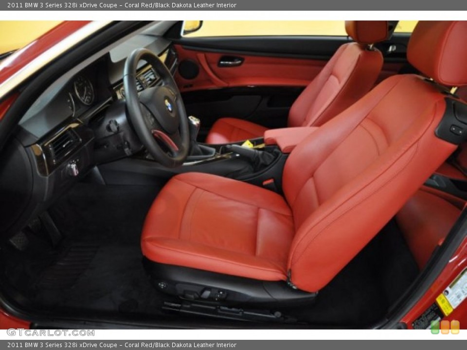 Coral Red/Black Dakota Leather Interior Photo for the 2011 BMW 3 Series 328i xDrive Coupe #49916364