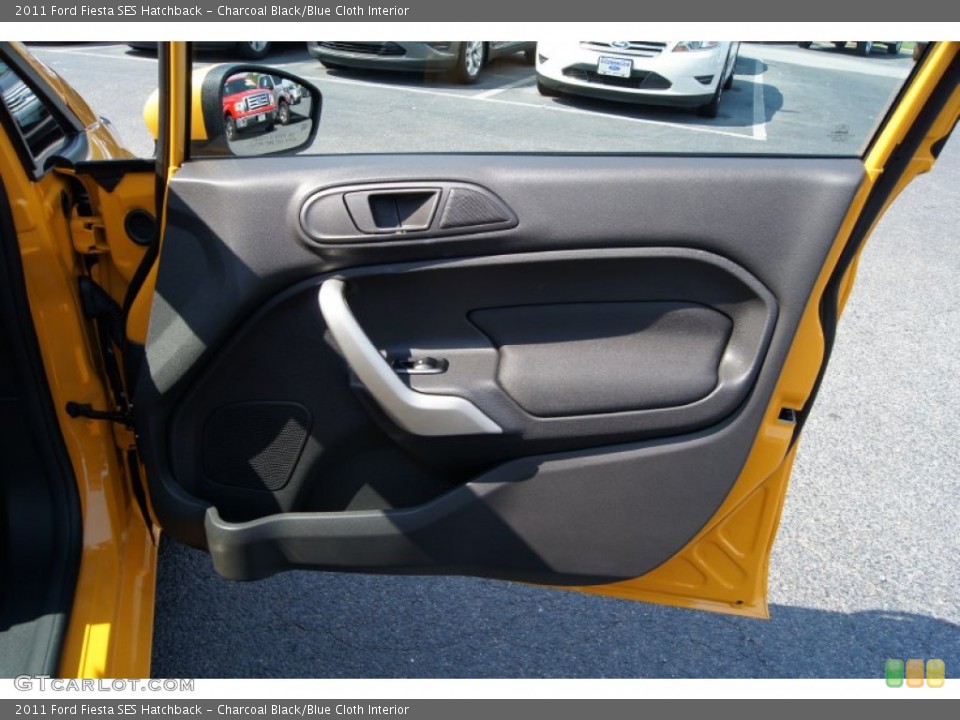 Charcoal Black/Blue Cloth Interior Door Panel for the 2011 Ford Fiesta SES Hatchback #49968393