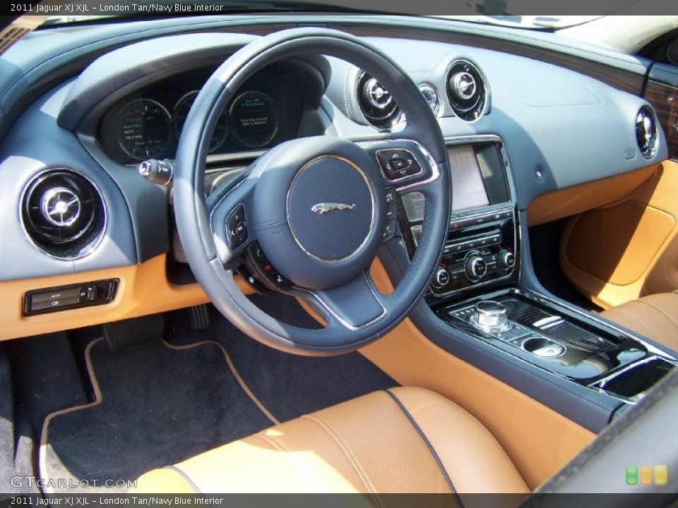 London Tan/Navy Blue Interior Steering Wheel for the 2011 Jaguar XJ XJL #49995100