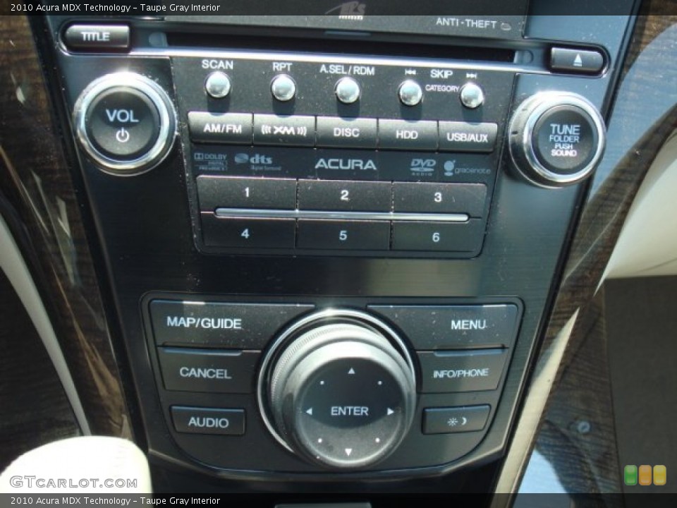 Taupe Gray Interior Controls for the 2010 Acura MDX Technology #50014540